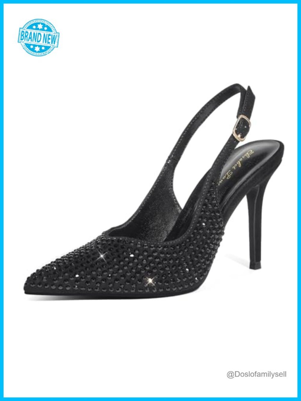Slingback High Heels Pointed Closed Toe Pumps Rhinestone Stiletto